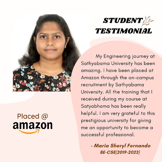 Student Testimonials Sathyabama Institute of Science and Technology