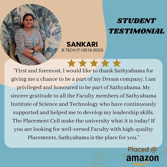 Student Testimonials Sathyabama Institute of Science and Technology