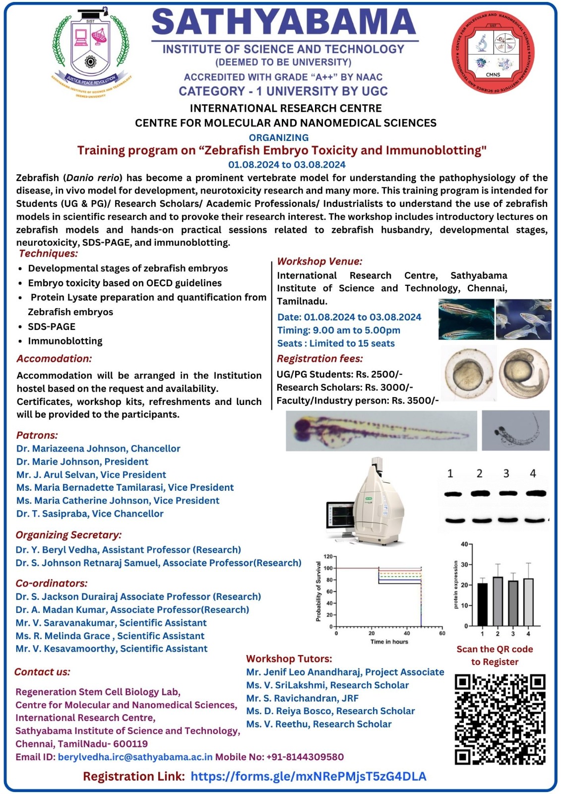 Training program on Zebrafish Embryo Toxicity and Immunoblotting