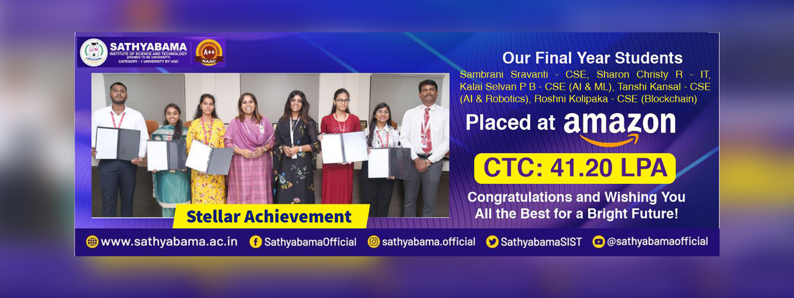  Sathyabama Campus Placement Highest salary package 2024