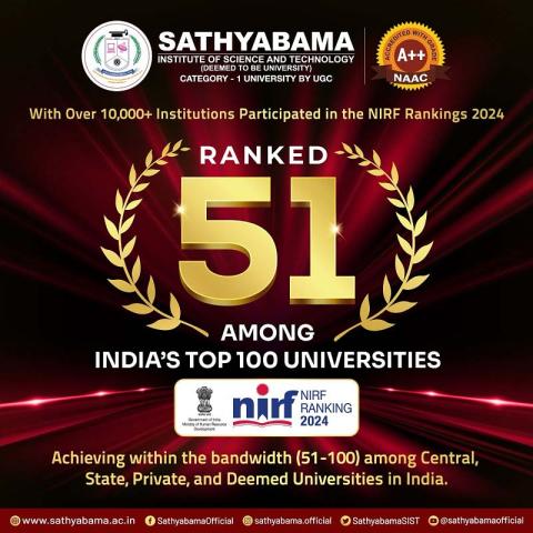 Ranked 51 among Indians top 100 universities